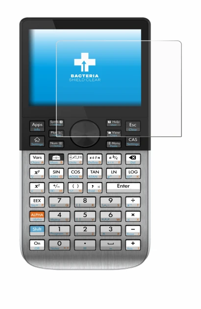 Image of the device HP Prime with a wide variety of screen protectors.