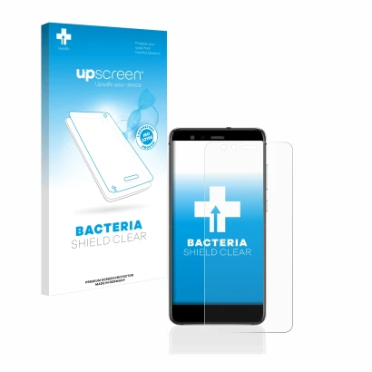 Front side of a product packaging with the brand logo upscreen. Next to it is the device Huawei P10 Lite shown with the corres