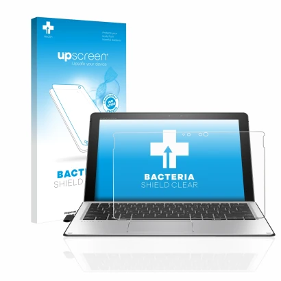 Front side of a product packaging with the brand logo upscreen. Next to it is the device HP Elite x2 1012 G2 shown with the co