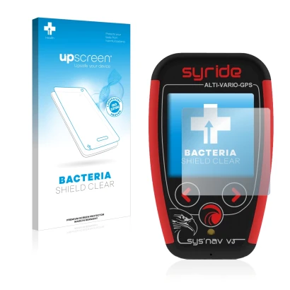 Front side of a product packaging with the brand logo upscreen. Next to it is the device Syride Sys'Nav V3 shown with the corr