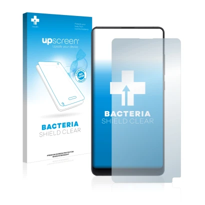 Front side of a product packaging with the brand logo upscreen. Next to it is the device Xiaomi Mi Mix 2S shown with the corre