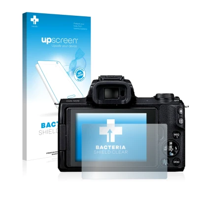 Front side of a product packaging with the brand logo upscreen. Next to it is the device Canon EOS M50 shown with the correspo