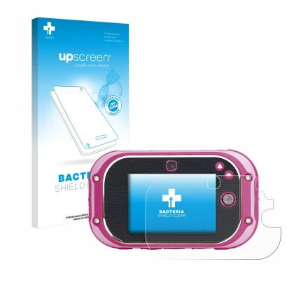 Front side of a product packaging with the brand logo upscreen. Next to it is the device Vtech Kidizoom Touch 5.0 2018 shown w