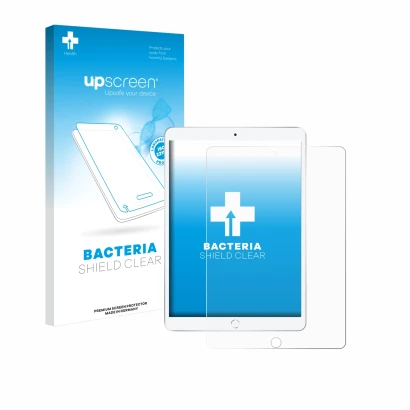 Front side of a product packaging with the brand logo upscreen. Next to it is the device Apple iPad Air 2019 (3th Gen.) shown 