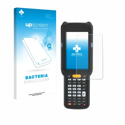 Front side of a product packaging with the brand logo upscreen. Next to it is the device Zebra MC330 shown with the correspond