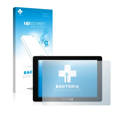 Front side of a product packaging with the brand logo upscreen. Next to it is the device SmallHD 702 Touch shown with the corr