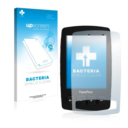 Front side of a product packaging with the brand logo upscreen. Next to it is the device TwoNav Trail 2 shown with the corresp