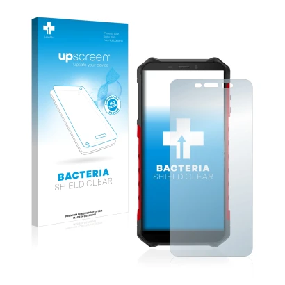 Front side of a product packaging with the brand logo upscreen. Next to it is the device Ulefone Armor X5 shown with the corre