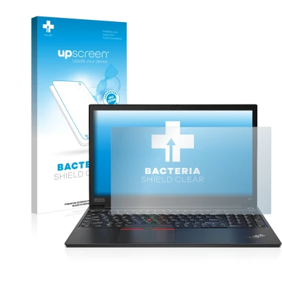 Front side of a product packaging with the brand logo upscreen. Next to it is the device Lenovo ThinkPad E14 Gen 2 shown with