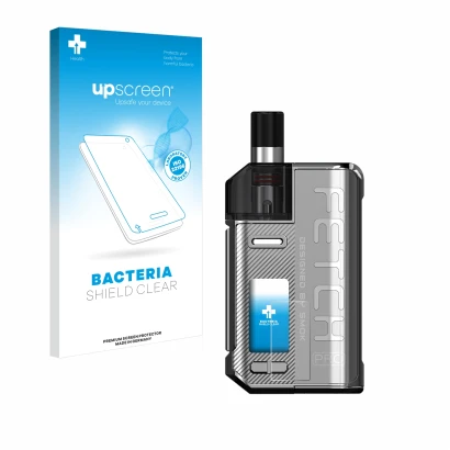 Front side of a product packaging with the brand logo upscreen. Next to it is the device Smok Fetch 80W Pro shown with the cor