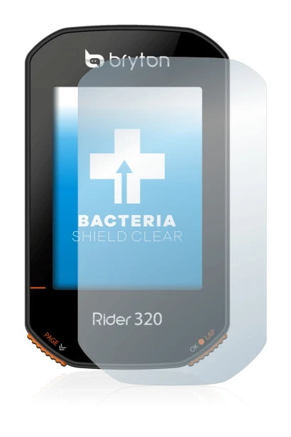 Image of the device Bryton Rider 320 with a wide variety of screen protectors.