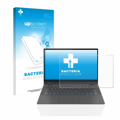 Front side of a product packaging with the brand logo upscreen. Next to it is the device Lenovo IdeaPad Flex 5 14" 2020 shown