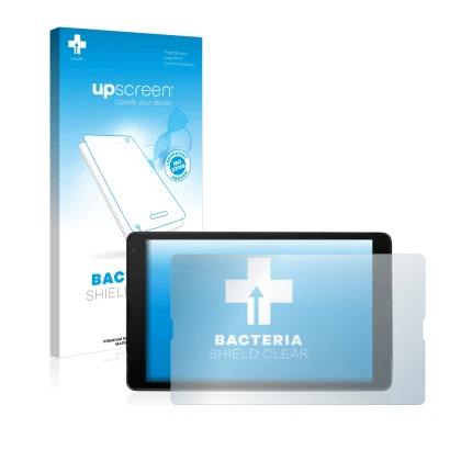 Front side of a product packaging with the brand logo upscreen. Next to it is the device MEDION Lifetab E10420 shown with the