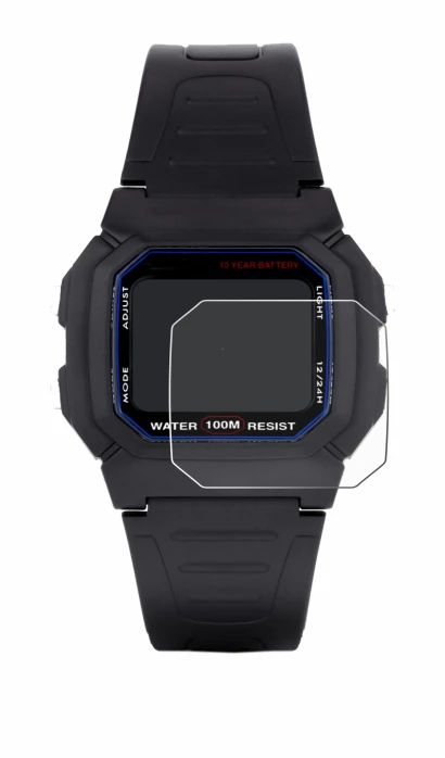 Image of the device Casio W-800H-1AVES with a wide variety of screen protectors.