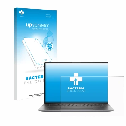 Front side of a product packaging with the brand logo upscreen. Next to it is the device Dell Precision 15 5550 shown with the