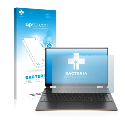 Front side of a product packaging with the brand logo upscreen. Next to it is the device HP Spectre x360 (15-eb) (359.9 mm x 2
