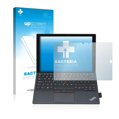 Front side of a product packaging with the brand logo upscreen. Next to it is the device Lenovo ThinkPad X1 Tablet Gen 2 shown