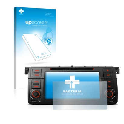 Front side of a product packaging with the brand logo upscreen. Next to it is the device Xtrons PQ7046B shown with the corresp