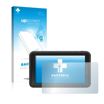 Front side of a product packaging with the brand logo upscreen. Next to it is the device Desview R5 5.5" shown with the corres