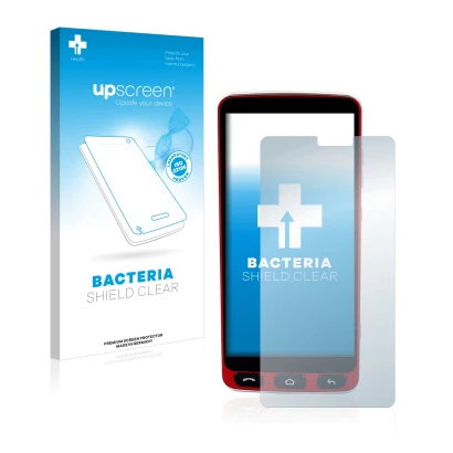 Front side of a product packaging with the brand logo upscreen. Next to it is the device Olympia Neo Smartphone shown with the