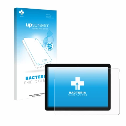 Front side of a product packaging with the brand logo upscreen. Next to it is the device Microsoft Surface Go 3 shown with the