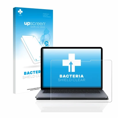 Front side of a product packaging with the brand logo upscreen. Next to it is the device Microsoft Surface Laptop Studio shown