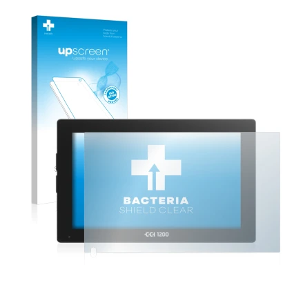 Front side of a product packaging with the brand logo upscreen. Next to it is the device Isobus CCI 1200 shown with the corres