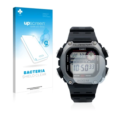 Front side of a product packaging with the brand logo upscreen. Next to it is the device Casio DW-291H shown with the correspo