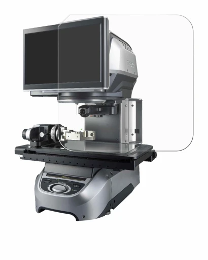 Image of the device Keyence IM-7020 Glass plate with a wide variety of screen protectors.