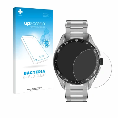 Front side of a product packaging with the brand logo upscreen. Next to it is the device TAG Heuer Connected Calibre E4 (45 mm