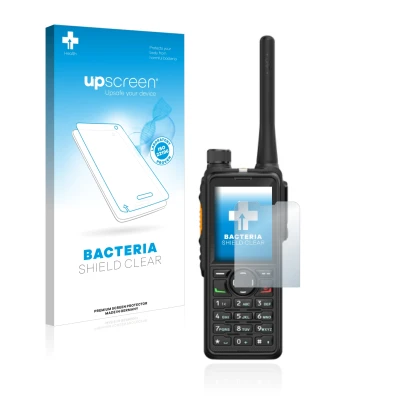 Front side of a product packaging with the brand logo upscreen. Next to it is the device Hytera HP785 shown with the correspon