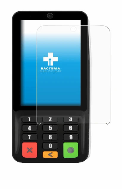 Image of the device Pax A35 with a wide variety of screen protectors.
