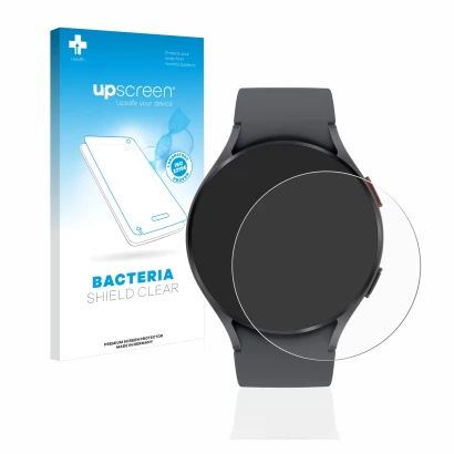 Front side of a product packaging with the brand logo upscreen. Next to it is the device Samsung Galaxy Watch 5 (44mm) shown w