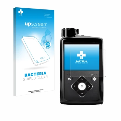 Front side of a product packaging with the brand logo upscreen. Next to it is the device Medtronic Minimed 780G shown with the