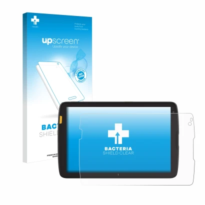 Front side of a product packaging with the brand logo upscreen. Next to it is the device Zebra ET45 8" shown with the correspo