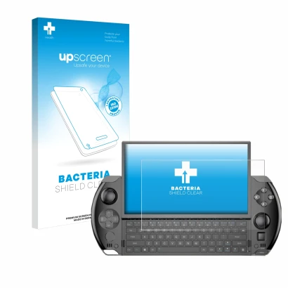 Front side of a product packaging with the brand logo upscreen. Next to it is the device GPD Win 4 shown with the correspondin