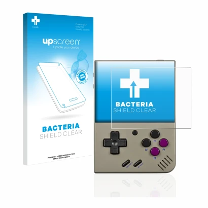 Front side of a product packaging with the brand logo upscreen. Next to it is the device Miyoo Mini Plus shown with the corres