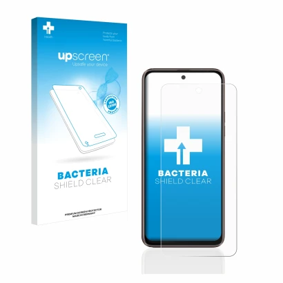 Front side of a product packaging with the brand logo upscreen. Next to it is the device HTC U23 Pro shown with the correspond