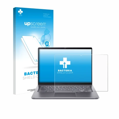 Front side of a product packaging with the brand logo upscreen. Next to it is the device Acer Chromebook Spin 714 shown with t