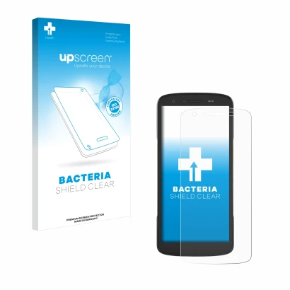 Front side of a product packaging with the brand logo upscreen. Next to it is the device Zebra TC27 shown with the correspondi