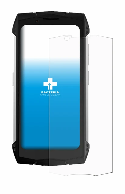Image of the device Doogee S Mini with a wide variety of screen protectors.