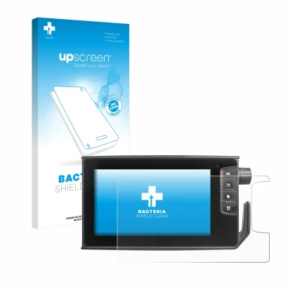 Front side of a product packaging with the brand logo upscreen. Next to it is the device Valtra SmartTouch Terminal shown with