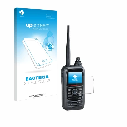 Front side of a product packaging with the brand logo upscreen. Next to it is the device Icom IC-R15 shown with the correspond