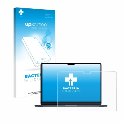 Front side of a product packaging with the brand logo upscreen. Next to it is the device Apple MacBook Air 13" M3 2024 shown w