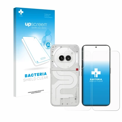 Front side of a product packaging with the brand logo upscreen. Next to it is the device Nothing Phone (2a) (Front+Back) shown