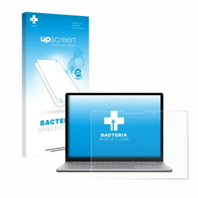 Front side of a product packaging with the brand logo upscreen. Next to it is the device Microsoft Surface Laptop 6 13.5