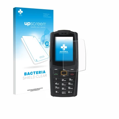 Front side of a product packaging with the brand logo upscreen. Next to it is the device AGM M6 shown with the corresponding s