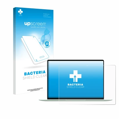 Front side of a product packaging with the brand logo upscreen. Next to it is the device Huawei MateBook 14 2024 shown with th