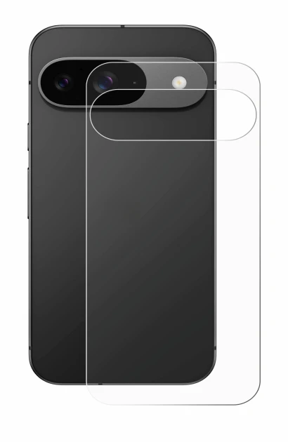 Image of the device Google Pixel 9 (Back) with a wide variety of screen protectors.