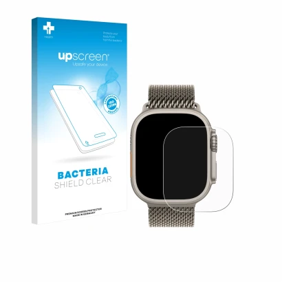 Front side of a product packaging with the brand logo upscreen. Next to it is the device Apple Watch Ultra 3 shown with the co